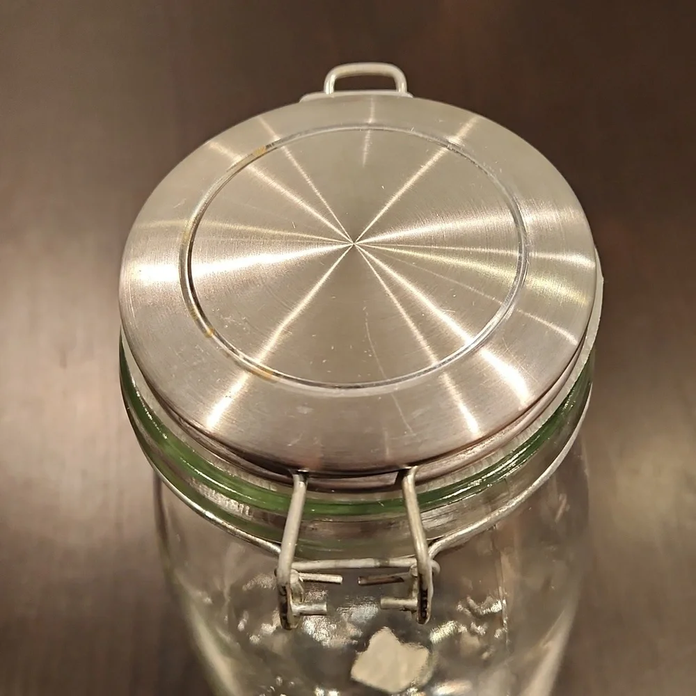 West Elm Storage Glass Jars, Silver Lid w/Kilner latch closure NWT set of 2